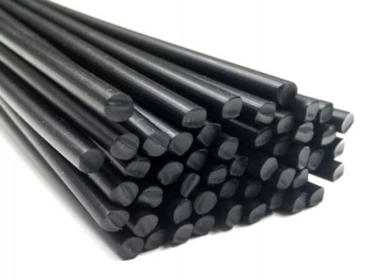 Plastic welding rods PS 3mm Round Black 25 rods